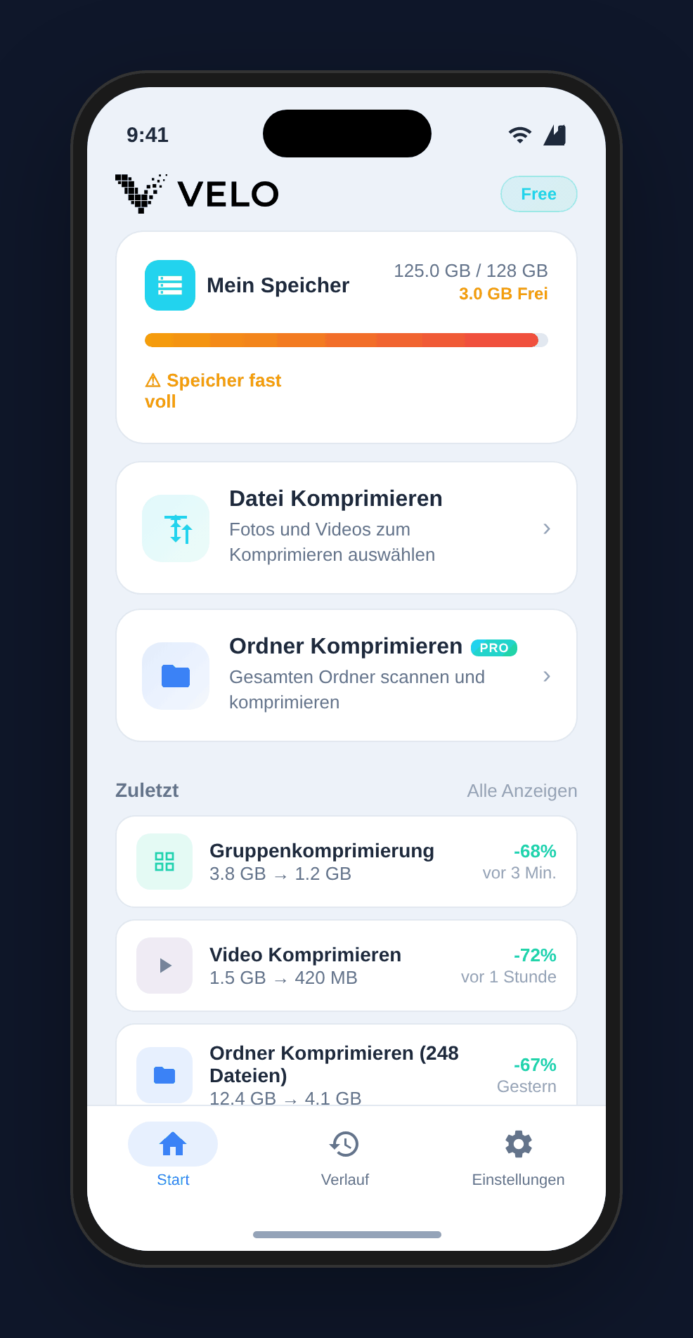 Velo App Interface
