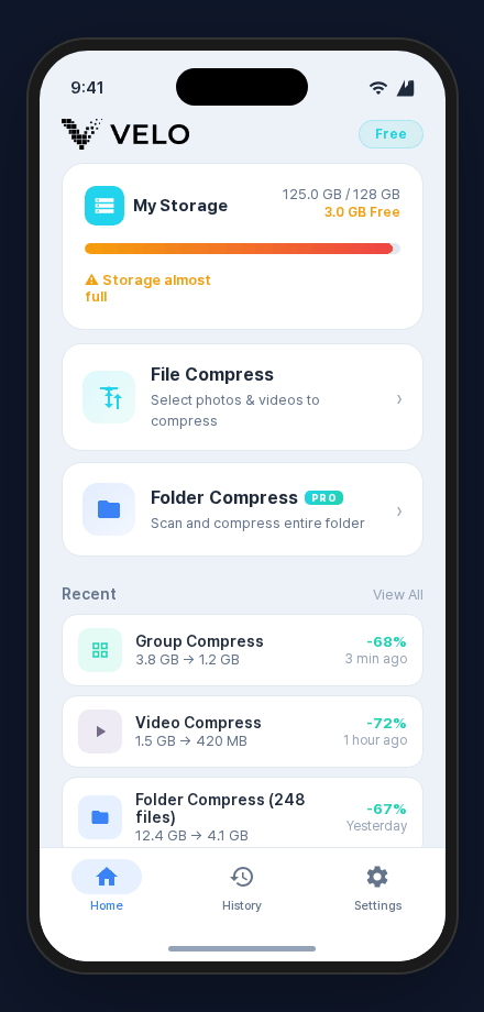 Velo App Interface