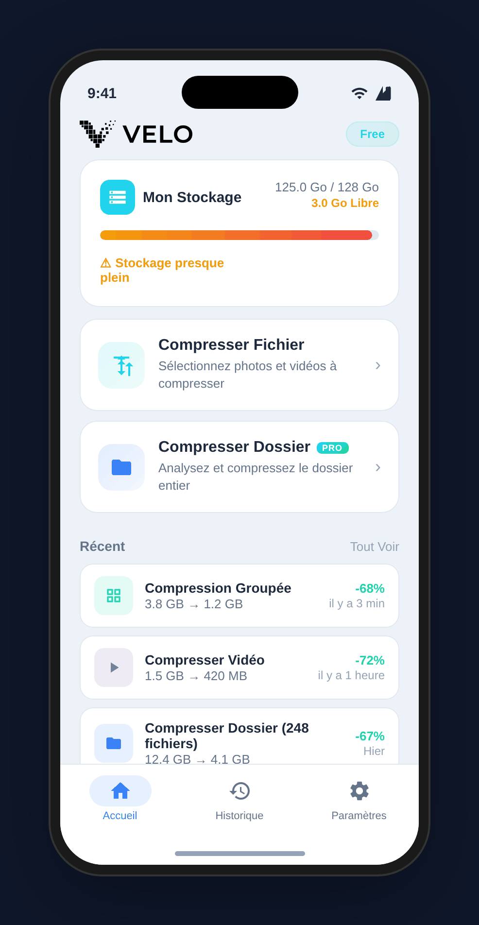 Velo App Interface